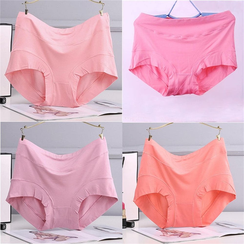 4 Pieces Plus Size Panties Comfortable Modal Lingerie Women Underwear Pretty Panty Elastic Briefs (Color : 12)