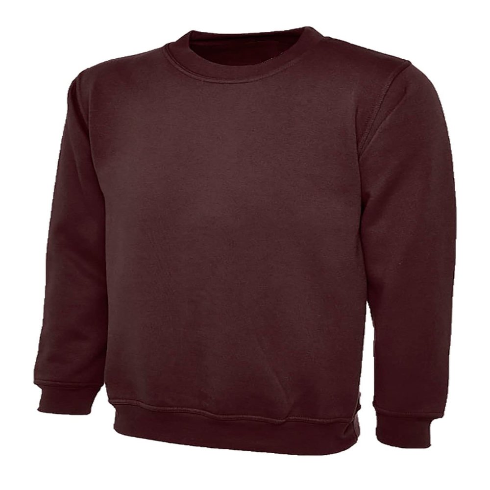 DigitalSpot Girls Crew Neck School Uniform Sweatshirt Boys Long Sleeve Classic Jumper Sweater (Brown 7-8 Years)