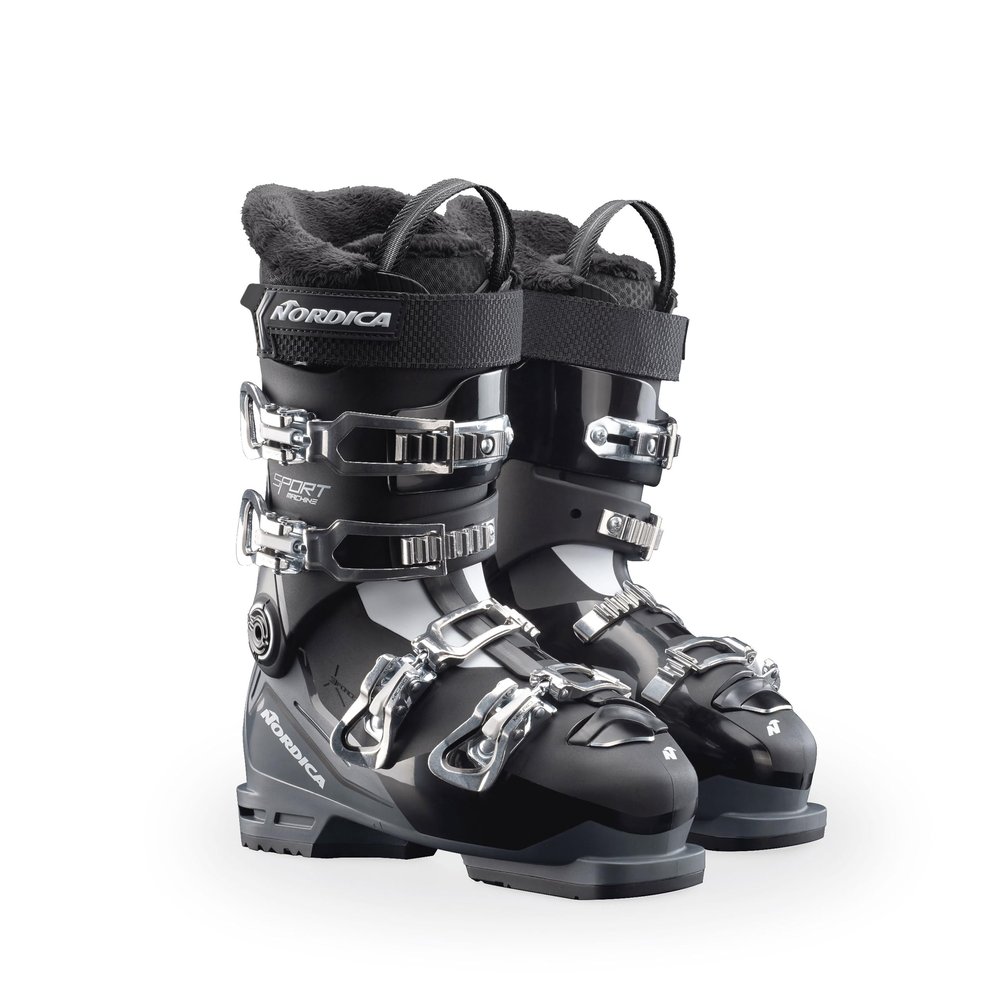 NORDICA Women's Medium Wide Volume Easy-Entry All-Mountain Sportmachine 3 65 Ski Boots, Black/Anthracite/White, 26.5