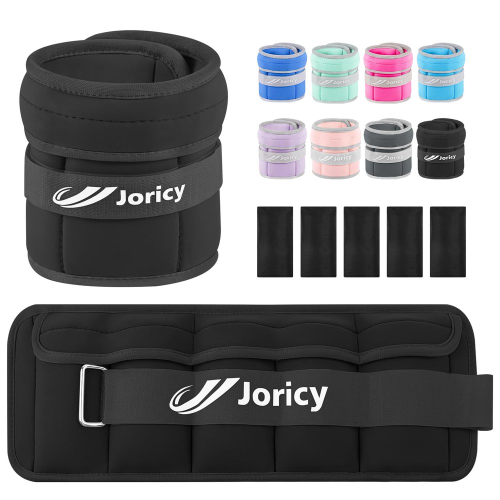 Adjustable Ankle Weights for Women Men 1-10 LBS 1 Pair Wrist Leg Arm Weights with Removable Weight, Strength Training Weight for Jogging, Walking, Running, Fitness, Gym Workout, Black