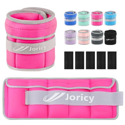 Adjustable Ankle Weights for Women Men 1-10 LBS 1 Pair Wrist Leg Arm Weights with Removable Weight, Strength Training Weight for Jogging, Walking, Running, Fitness, Gym Workout, Rose Red