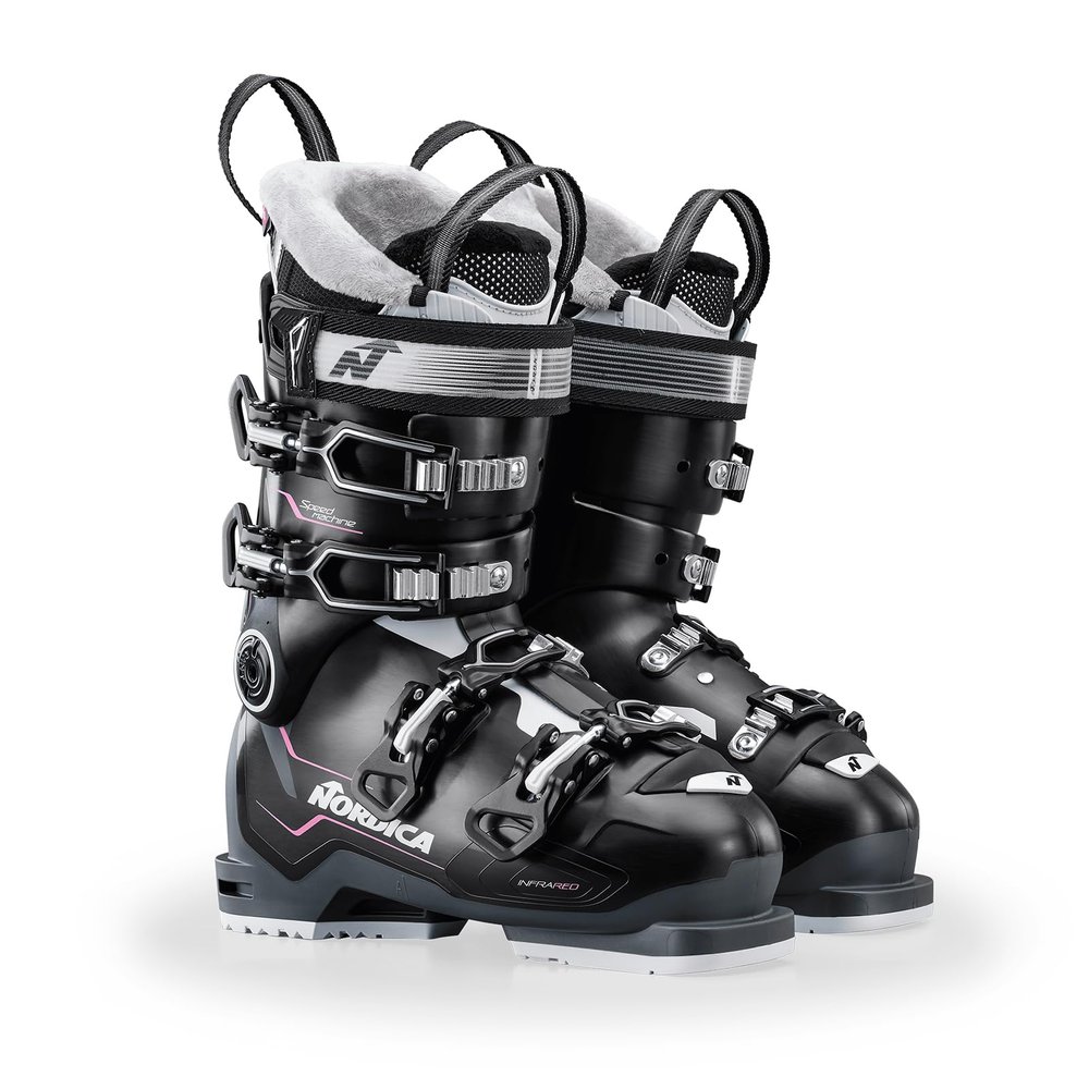 Nordica Women's Speedmachine 75 W Durable Warm Insulated Water-Resistant High-Performance All-Mountain Touring Ski Boots, Black/Anthracite/Purple, 25.5