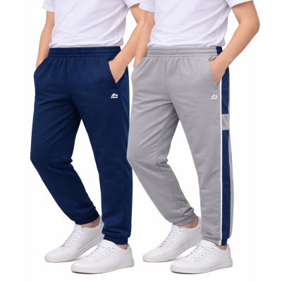 RBX Boys Sweatpants - 2 Pack Performance Tricot Boys Joggers with Elastic Waist & Pockets - Soft Stretch Kids Athletic Pants, Size 5-6, Grey/Fast Blue