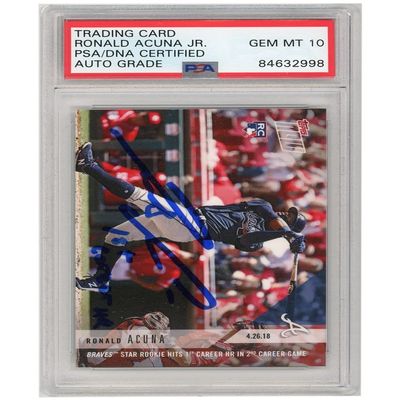 Ronald Acuna Jr 2018 Topps Now Autograph RC Card 1st Career HR #129 PSA/DNA 10