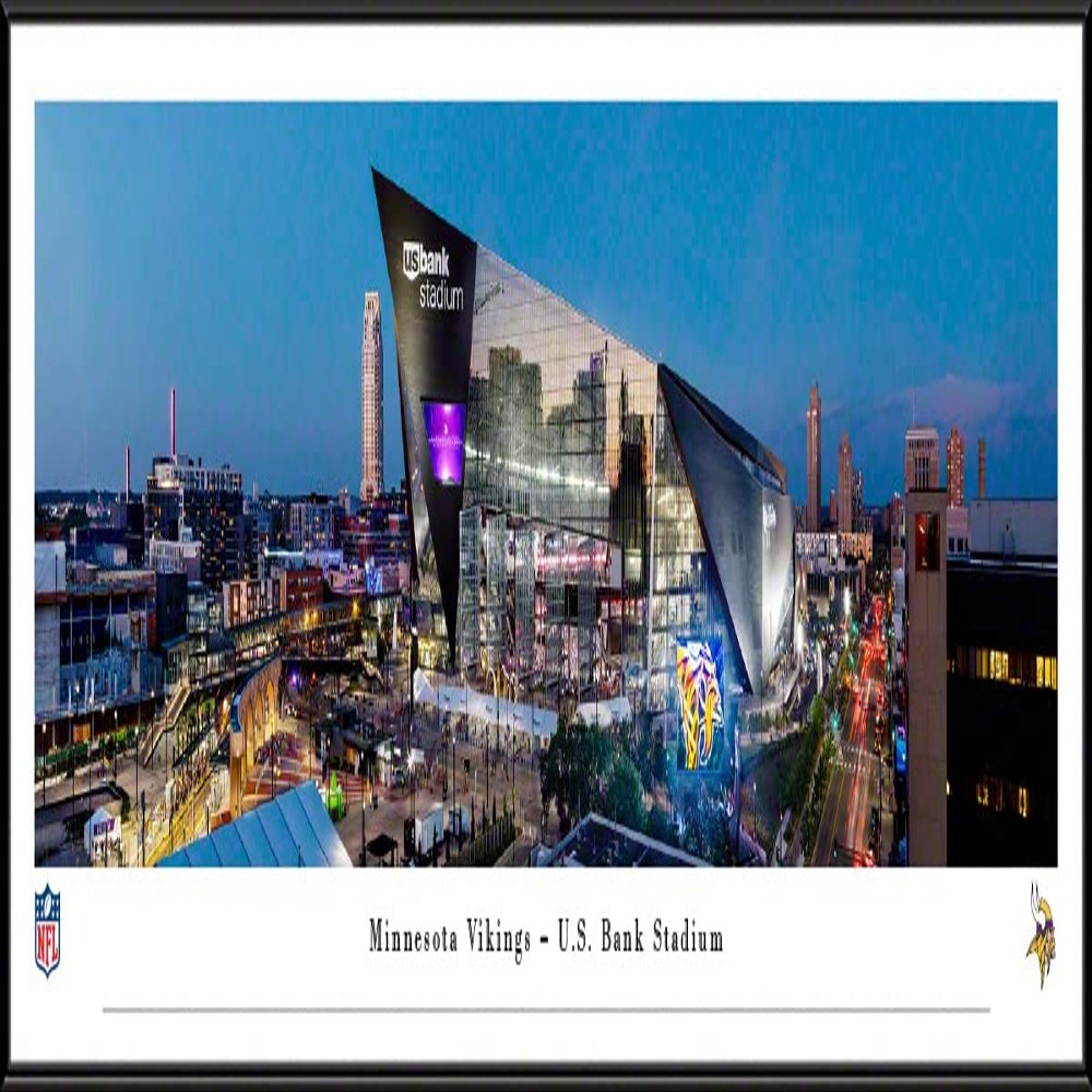 US Bank Stadium, Home of the Minnesota Vikings - 40.25x13.75-inch Standard Framed Print by Blakeway Panoramas