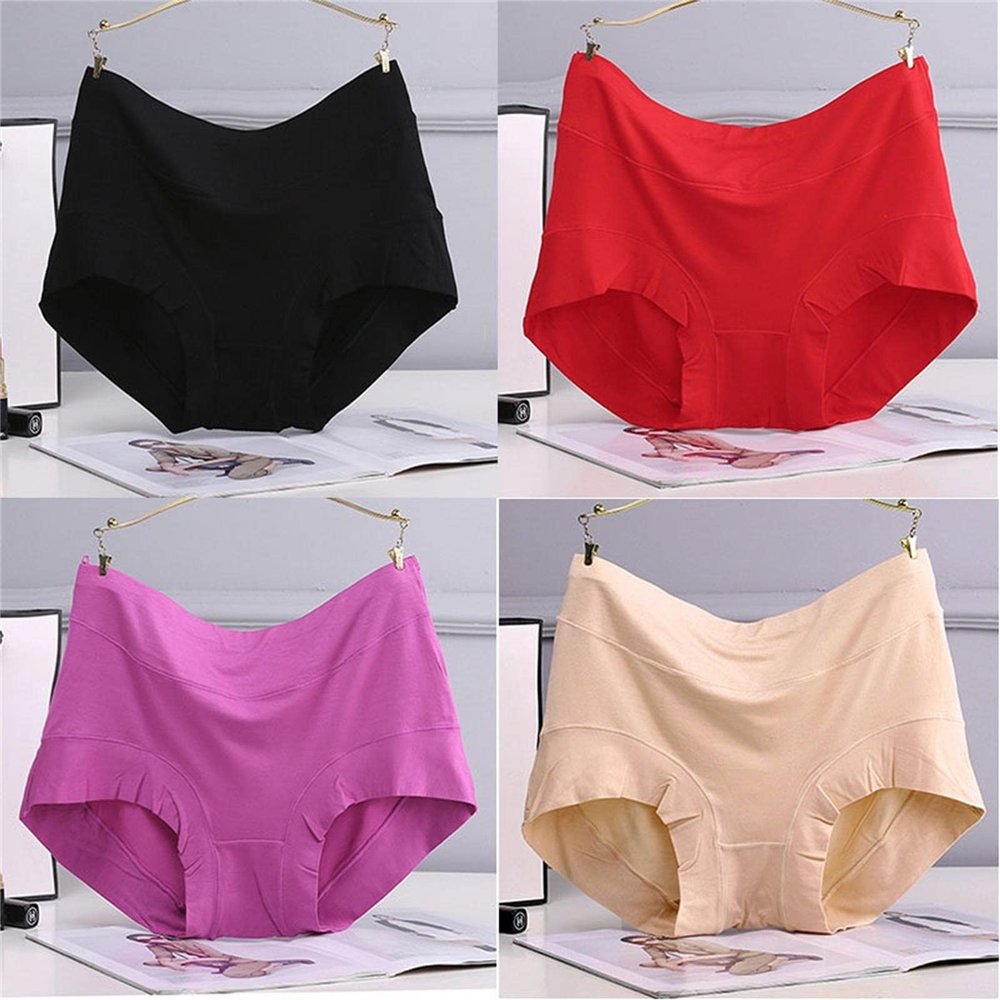 4 Pieces Plus Size Panties Comfortable Modal Lingerie Women Underwear Pretty Panty Elastic Briefs (Color : 13)