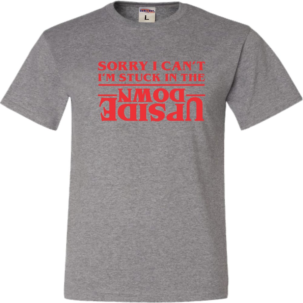 Small Oxford Mens Sorry I Can't I'm Stuck in The Upside Down T-Shirt