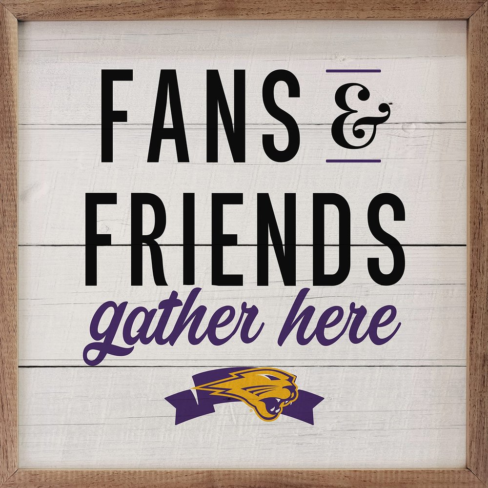 Kendrick Home + Stadium Northern Iowa UNI Panthers Fans & Friends Collegiate Framed Square Wood Sign With State And Team Logo (24x24)