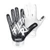 Battle Sports Filthy Rich Black Wide Receiver Football Gloves, Ultra Stick Adult & Youth Gloves - Adult Medium, Black/White view 2