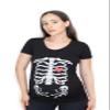 Womens Pregnancy Skeleton Twin Babies X-ray T-Shirts Halloween Party Funny Shirt (Maternity Small) view 2