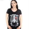 Womens Pregnancy Skeleton Twin Babies X-ray T-Shirts Halloween Party Funny Shirt (Maternity Small) view 4