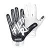 Battle Sports Filthy Rich Black Wide Receiver Football Gloves, Ultra Stick Adult & Youth Gloves - Adult Large, Black/White view 2