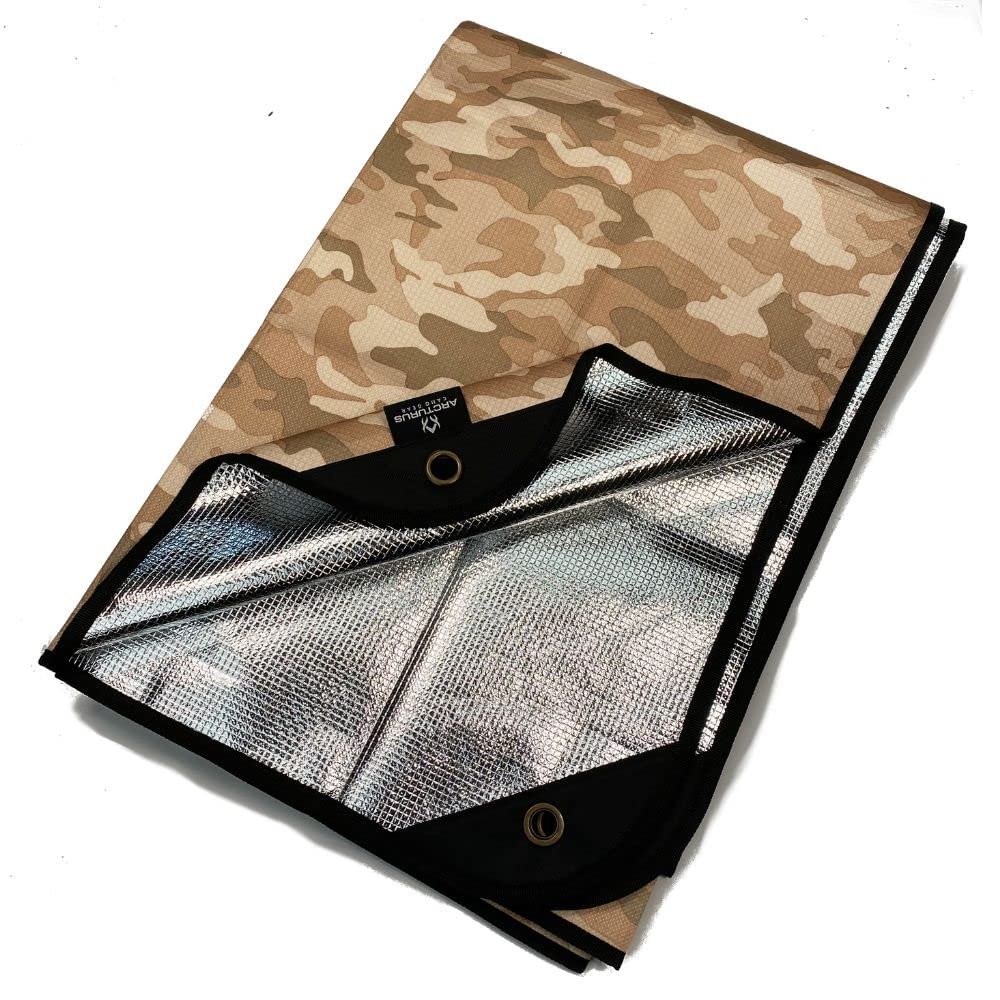 Arcturus Insulated Tarp, Reusable Heavy Duty Thermal Survival Blanket  60x82in, Reflects 90% Body Heat, Waterproof, Windproof, 3-Layer Design, Reinforced Grommets, Desert Camo