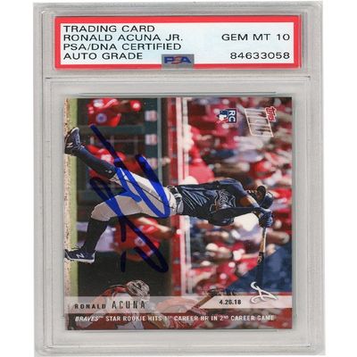 Ronald Acuna Jr 2018 Topps Now Autograph Rookie Card #129 PSA/DNA 10