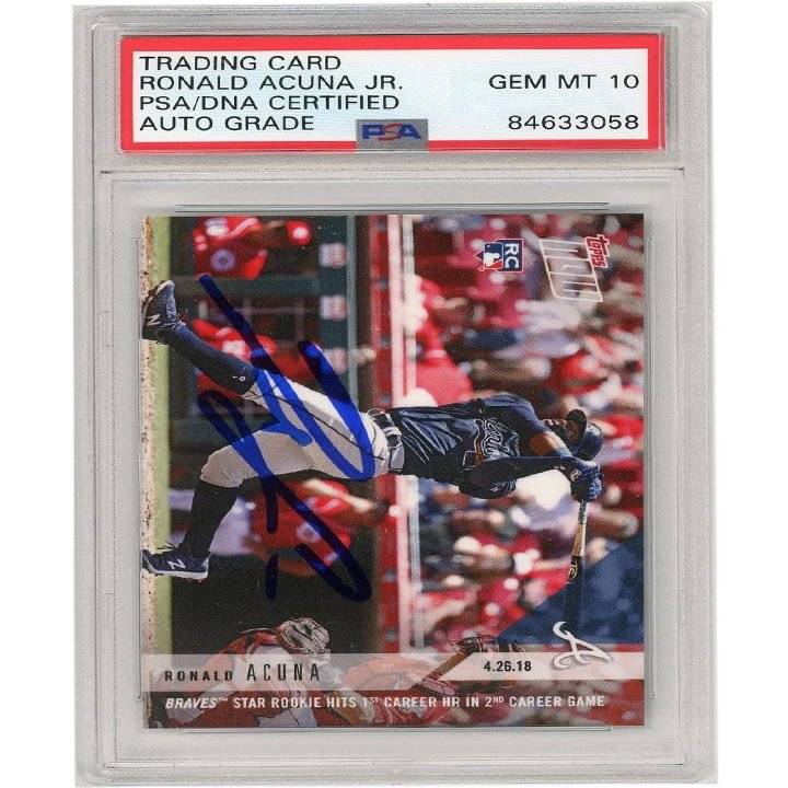Ronald Acuna Jr 2018 Topps Now Autograph Rookie Card #129 PSA/DNA 10