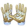 Battle Sports Filthy Rich Gold Wide Receiver Football Gloves, Ultra Stick Adult & Youth Gloves - Youth X-Large, White/Gold view 2