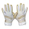 Battle Sports Filthy Rich Gold Wide Receiver Football Gloves, Ultra Stick Adult & Youth Gloves - Youth X-Large, White/Gold view 3