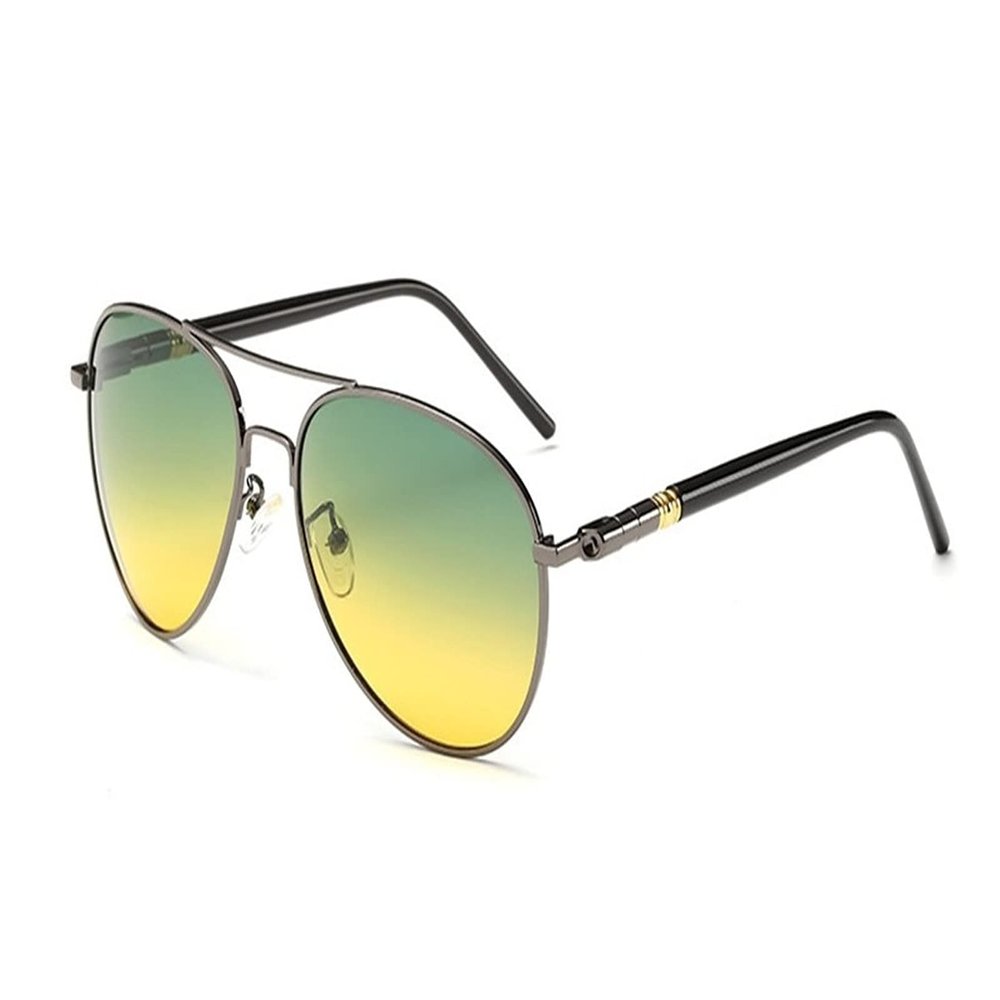 WIRUN Night Vision Glasses Anti-Glare Polarized UV400 Aviator Night Driving Glasses for Men & Women Yellow Safety Eyewear (Grey)