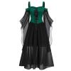 Medieval Costume Women with Corset, Gothic Clothes Cold Shoulder Steampunk Corset Dress Butterfly Sleeve Maxi Dress view 2