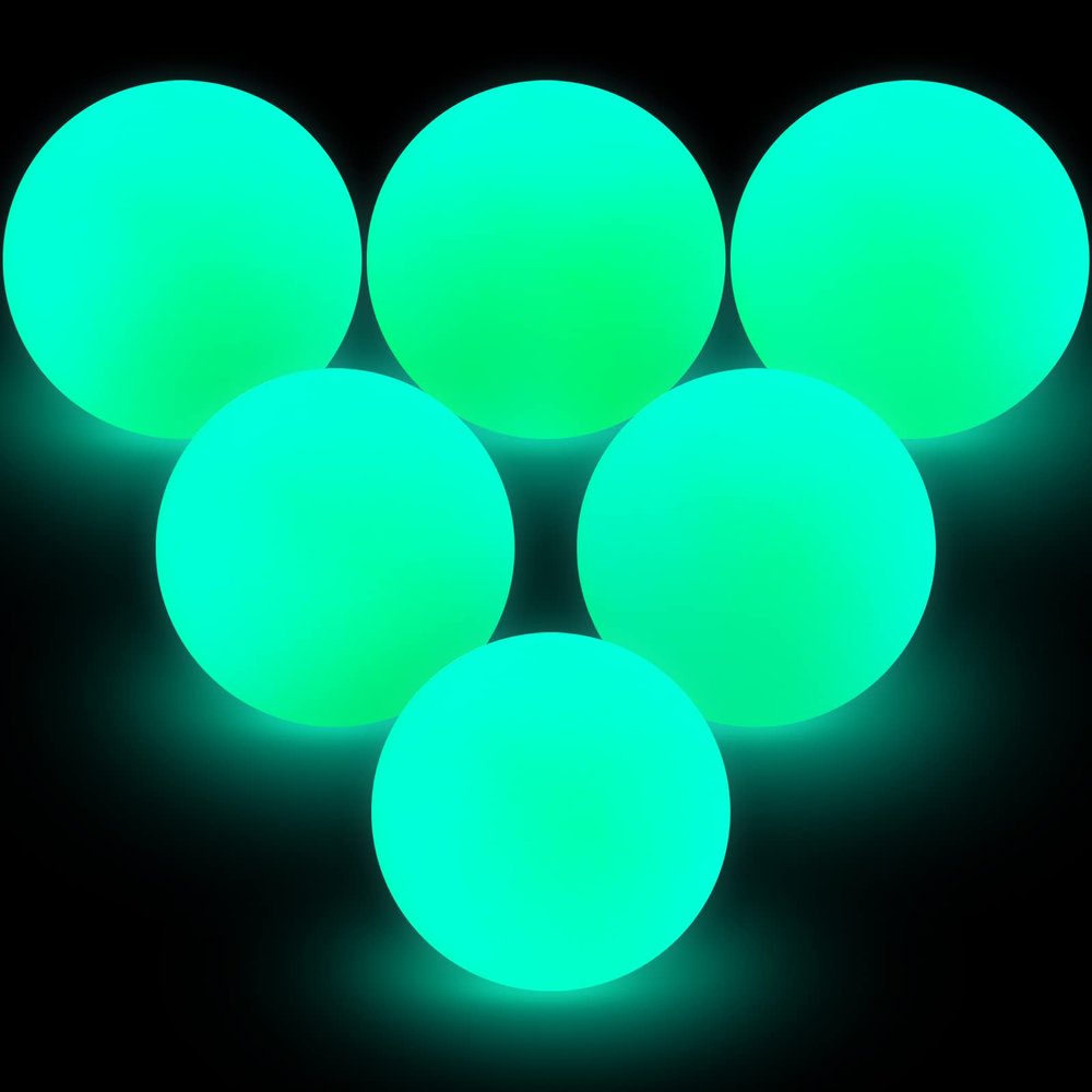 Deekin 8" Street Hockey Balls Glow in The Dark Sports Balls for Indoor Outdoor Road Roller Hockey(Green,6 Pcs)