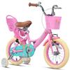 Glerc Maggie Girls Bike, 14 Inch Kids Bike for 3-5 Years Old Children, Princess Style Kids Bicycle with Doll-Seat & Basket & Training Wheels, Pink view 1