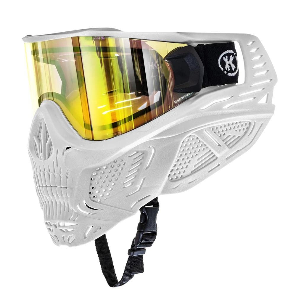 HK Army HSTL Skull Paintball Goggle/Airsoft Mask (White, Gold)