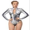 Honeystore Women's Skeleton Tight 1-Piece Swimsuit Halloween Party Bodycon Outfit BKAM-026 L view 1