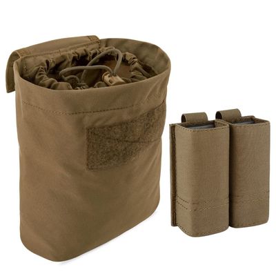 KRYDEX Molle Dump Pouch Roll-Up and Double Pistol Mag Pouches Coyote Brown