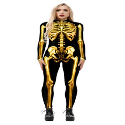 Honeystore Women's Skeleton Tight 1-Piece Jumpsuit Halloween Party Bodysuit Outfit BAX-196 M
