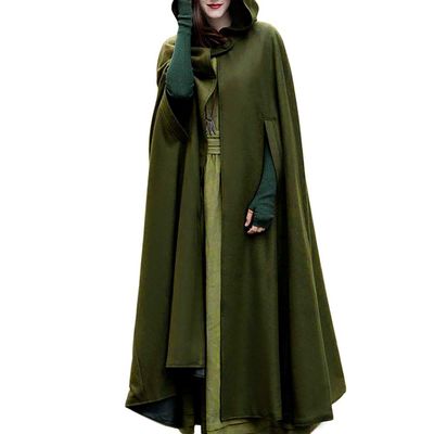 XUNRYAN Womens Winter Cape Coat Wool Blend Hooded Cloak Maxi Long Cardigans Open Front Poncho Outwear Halloween Costume