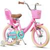 Glerc Maggie Girls Bike, 16 Inch Kids Bike for 4-7 Years Old Children, Princess Style Kids Bicycle with Doll-Seat & Basket & Training Wheels, Pink view 1