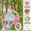 Glerc Maggie Girls Bike, 16 Inch Kids Bike for 4-7 Years Old Children, Princess Style Kids Bicycle with Doll-Seat & Basket & Training Wheels, Pink view 2