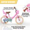 Glerc Maggie Girls Bike, 16 Inch Kids Bike for 4-7 Years Old Children, Princess Style Kids Bicycle with Doll-Seat & Basket & Training Wheels, Pink view 3
