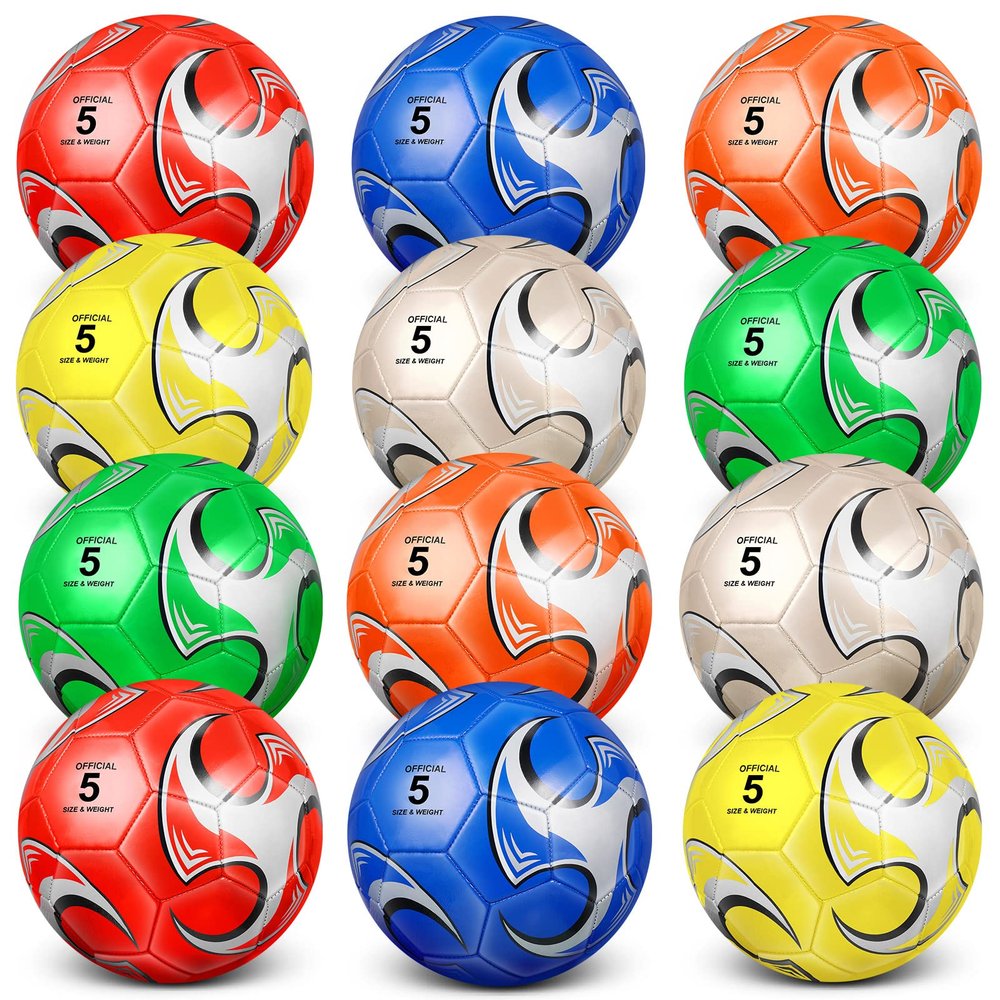Supervitae 12 Pack Soccer Balls for Teen Adult Bulk Deflated Soccer Balls with Pump Outdoor and Indoor Training Practice Football for School Sports Game Birthday Gift Party(Size 5)