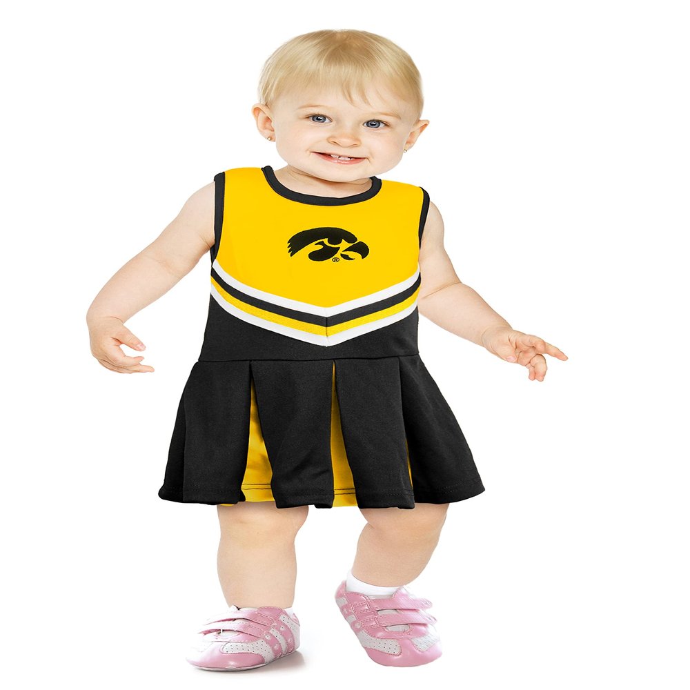 Little King NCAA Infant/Toddler Girls One Piece Team Cheer Jumper Dress-Iowa-6 Months