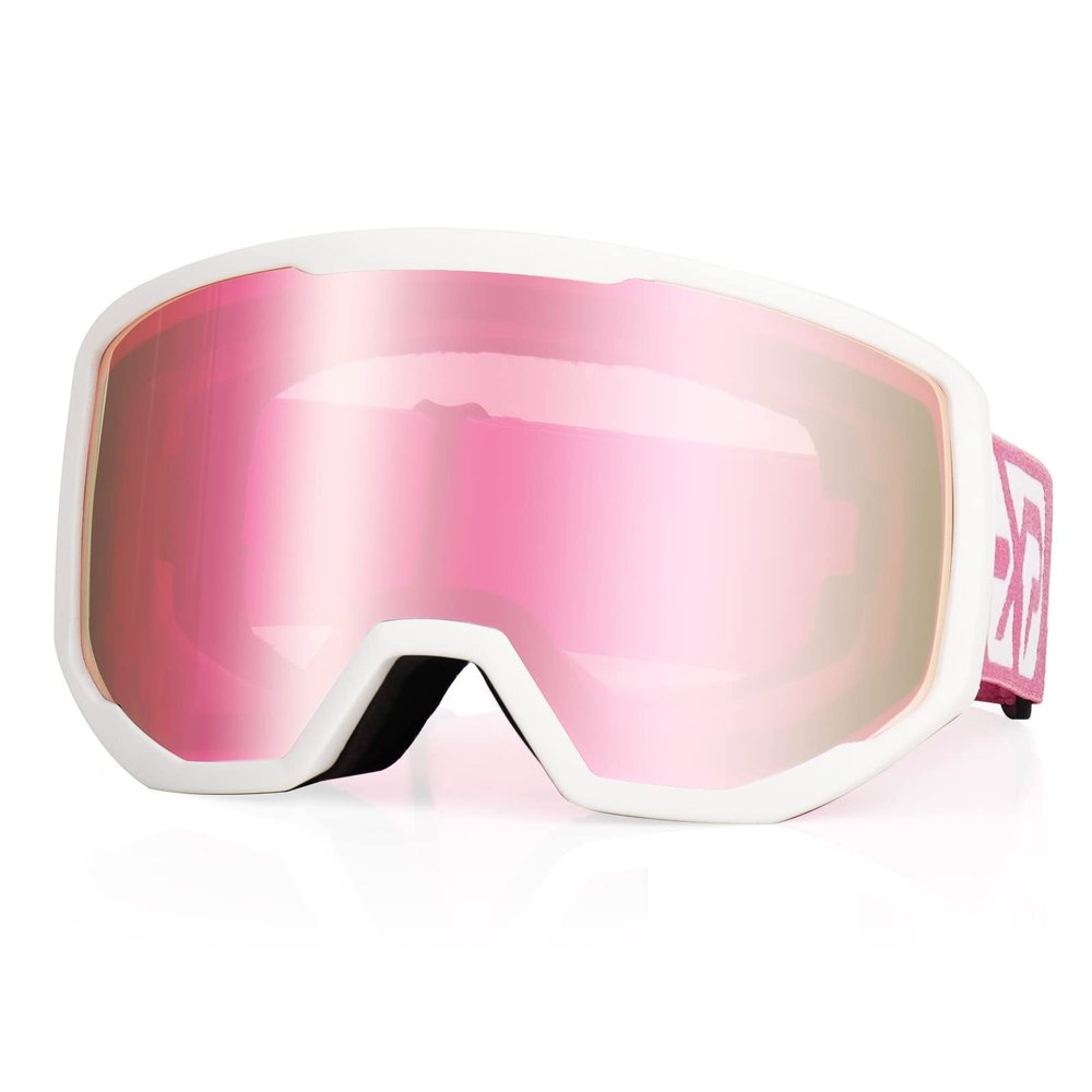 EXP VISION Ski Goggles Snowboard for Men Women, OTG Anti Fog UV Protection Snow Goggles (Pink Frame Pink)