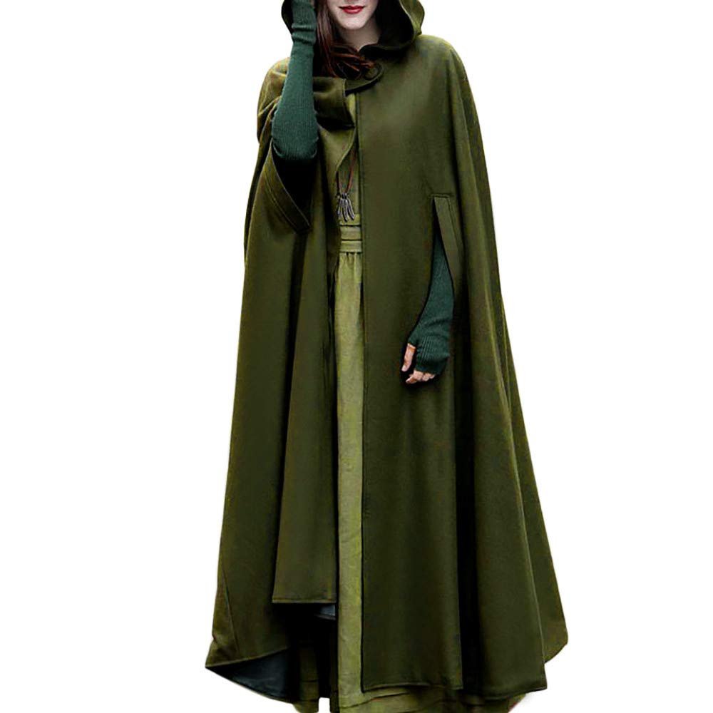 XUNRYAN Womens Winter Cape Coat Wool Blend Hooded Cloak Maxi Long Cardigans Open Front Poncho Outwear Halloween Costume