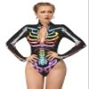 Honeystore Women's Skeleton Tight 1-Piece Swimsuit Halloween Party Bodycon Outfit BKAM-011 XL view 1