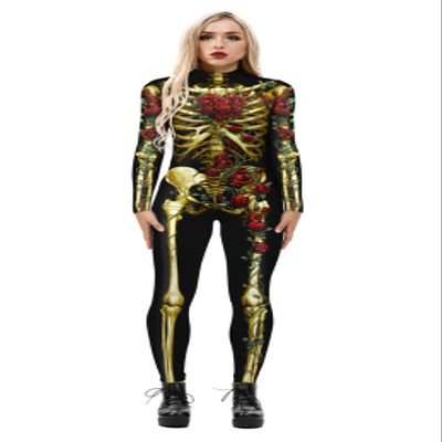 Honeystore Women's Skeleton Tight 1-Piece Jumpsuit Halloween Party Bodysuit Outfit BAX-193 S