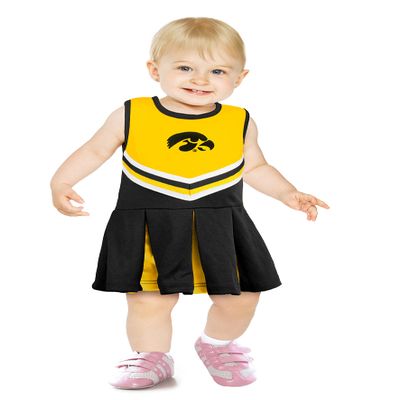 Little King NCAA Infant/Toddler Girls One Piece Team Cheer Jumper Dress-Iowa-12 Months