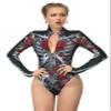 Honeystore Women's Skeleton Tight 1-Piece Swimsuit Halloween Party Bodycon Outfit BKAM-004 M view 2