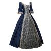 tuduoms Women's Renaissance Regency Dress Long Ball Gown Plus Size Halloween Cosplay Costumes 18th Century Medieval Dresses Dark Blue view 3