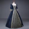 tuduoms Women's Renaissance Regency Dress Long Ball Gown Plus Size Halloween Cosplay Costumes 18th Century Medieval Dresses Dark Blue view 4