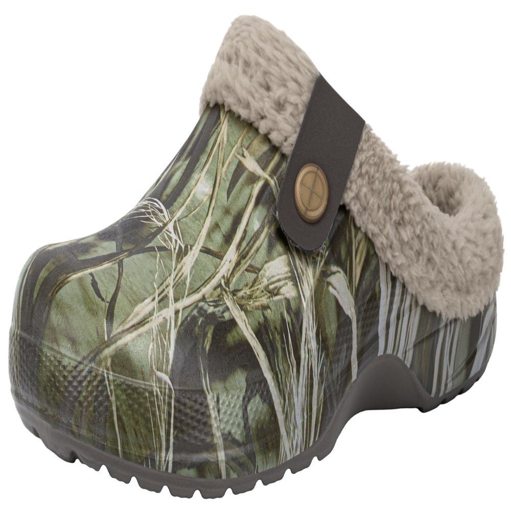 ChayChax Women and Men Fur Lined Clogs Memory Foam Warm Fuzzy Slippers Winter Waterproof Indoor Outdoor Slipper, Tree Print, 8.5-9 Women/7.5-8 Men