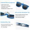 Long Keeper Kids Polarized Clip On Sunglasses Teen Boys Girls Square Flip Up Clip-on Sunglasses Over Glasses (Blue Frame Grey Lens) view 3