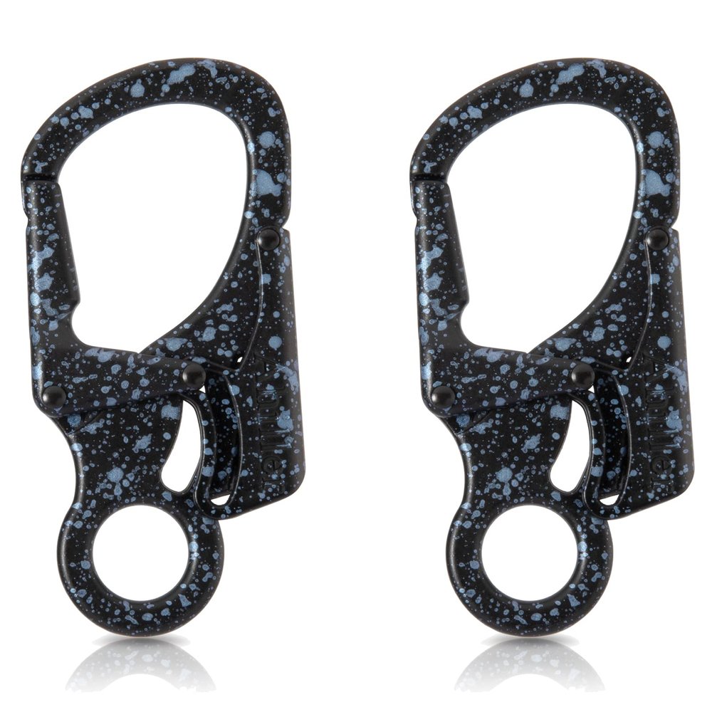 Ahiller Carabiner Clip, Double Anti-Misopening Locking Design, 3" Zinc Alloy Heavy Keychain for Outdoor Camping Hiking, Key Ring Clip (Black Blue-2P)