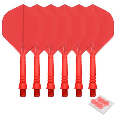 CyeeLife 6pcs Molded Dart Flights and Shafts,one Piece Integrated Accessory CF02A Red-M