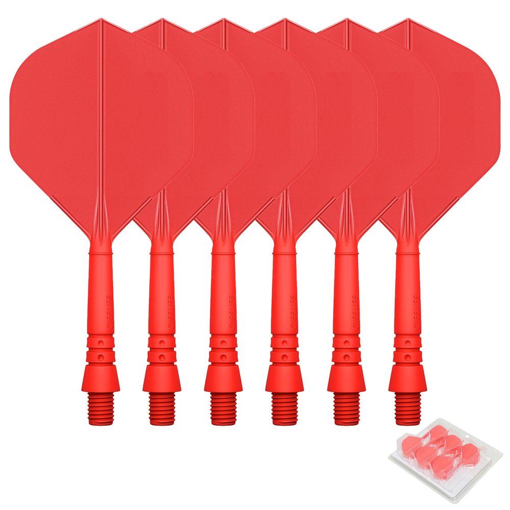 CyeeLife 6pcs Molded Dart Flights and Shafts,one Piece Integrated Accessory CF02A Red-M