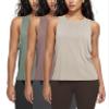 ODODOS 3-Pack Loose Tank Tops for Women Sleeveless Gym Athletic Workout Tops Basic Yoga Shirts, Abalone, Dusty Rose, Sage Green, X-Large view 1