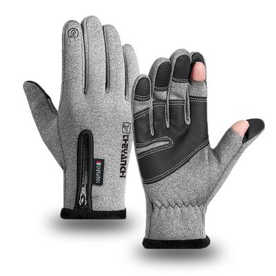ANJMEICH Wholesale Amazon Men's Winter Custom Glove Waterproof Warm Windproof and Antiskid Cycling Sports Racing Gloves (Gray, XL)